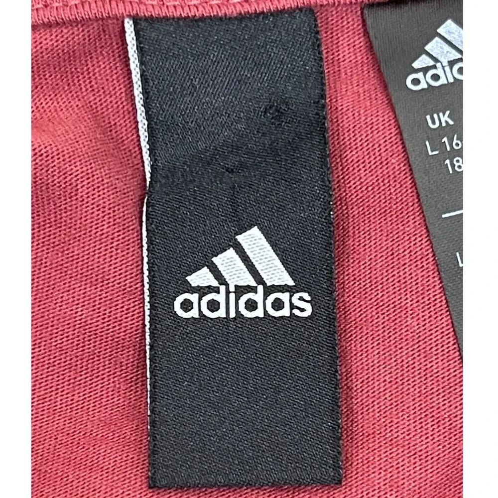 Adidas Mens Maroon 3-Stripe Short Sleeve T-Shirt Large Center Logo Sporty Casual